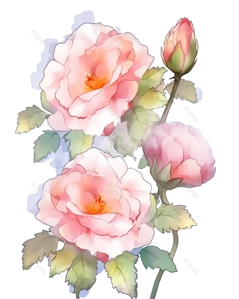清新图片,粉红色的花元素,水彩画PNG,设计元素免抠素材